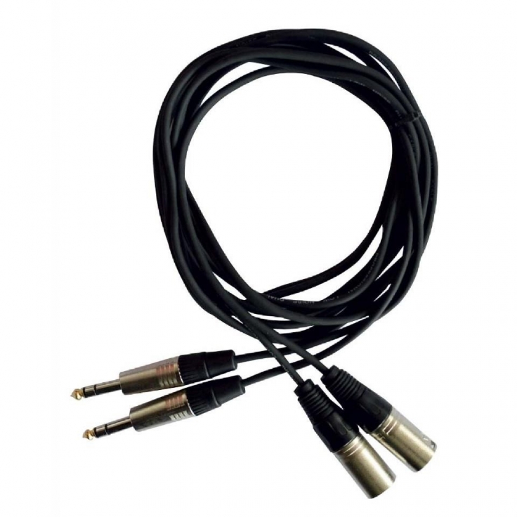 CABLE 2 JACK STEREO 6,35 A 2 XLR MACHO 1,50M HILEC